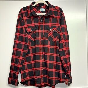 100 Cotton Men's Red and Black Plaid Casual Button Down Shirt